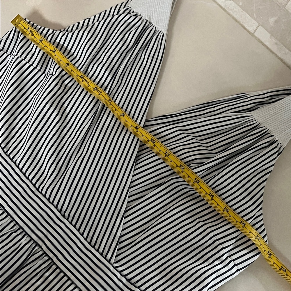 BR🍌Navy Striped Cotton Lined Pencil Sun Dress